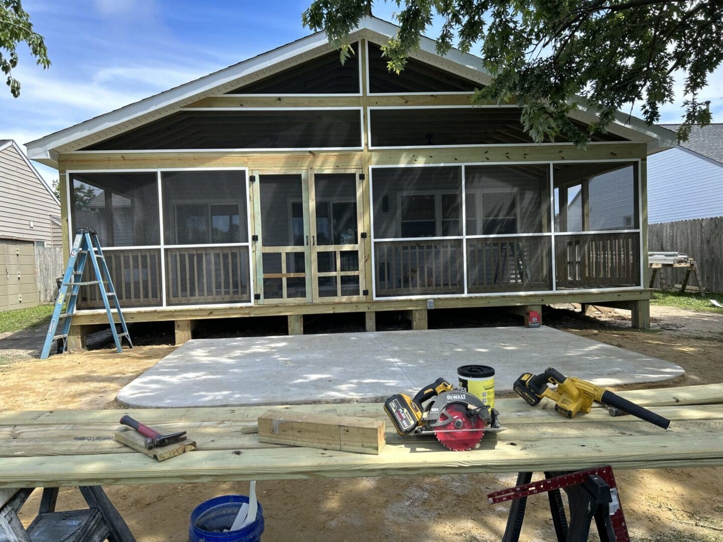 Composite deck with railing by B&B Decks — Norfolk, VA service area