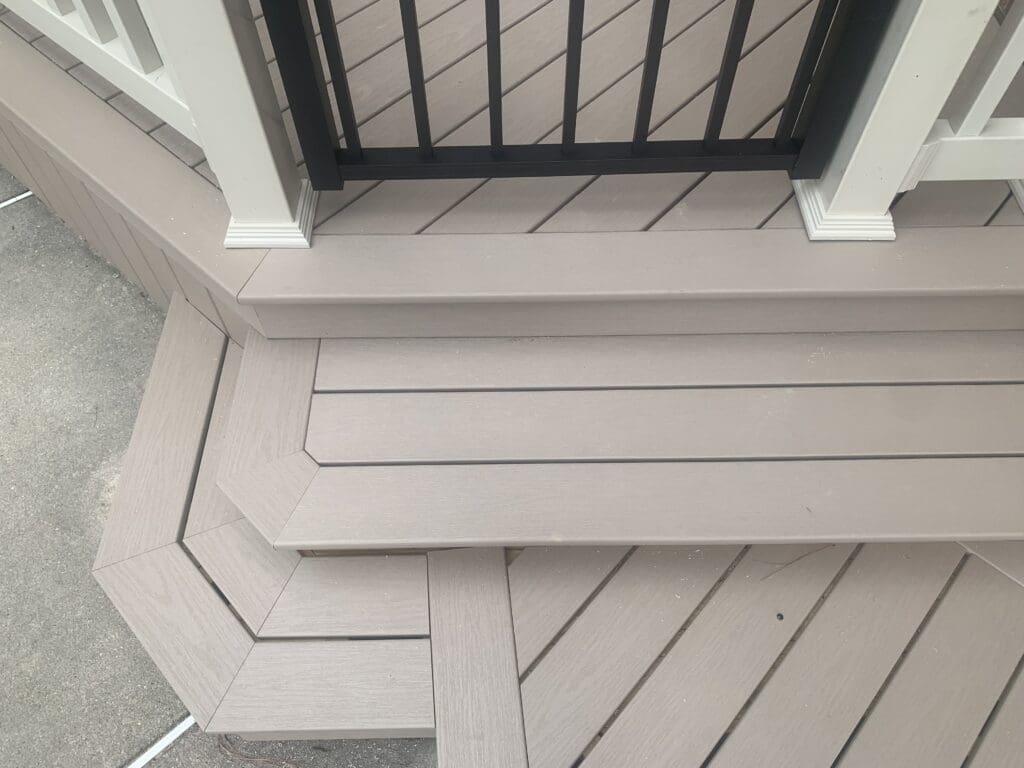 A close up of the steps leading to the door.