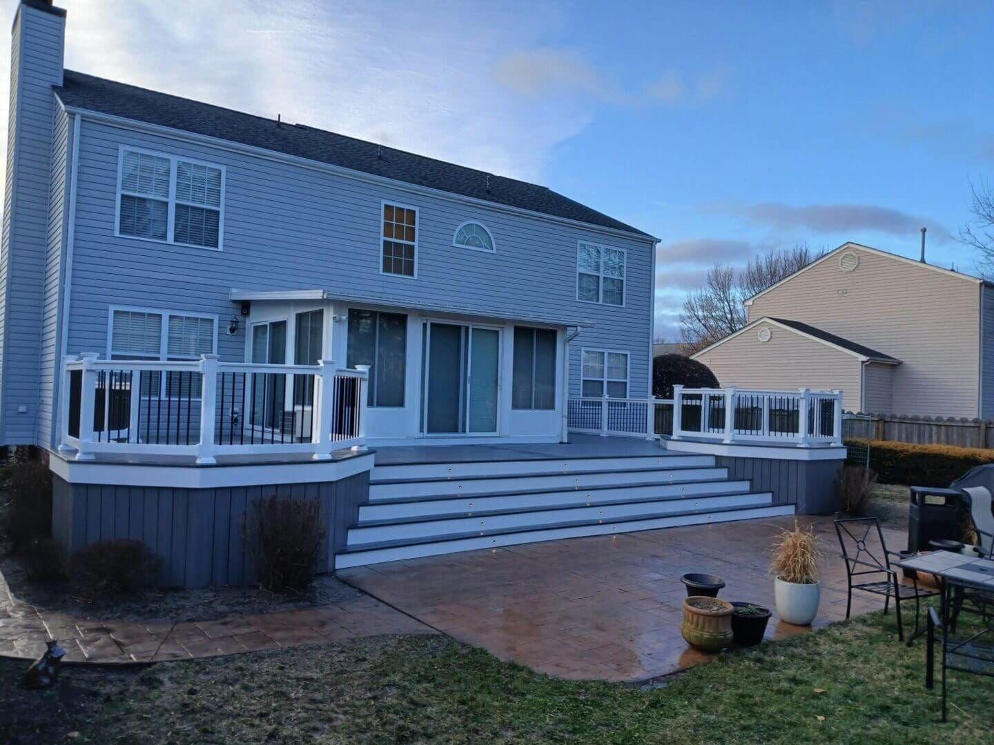 elevated deck at dusk by B&B Decks near Gloucester, VA